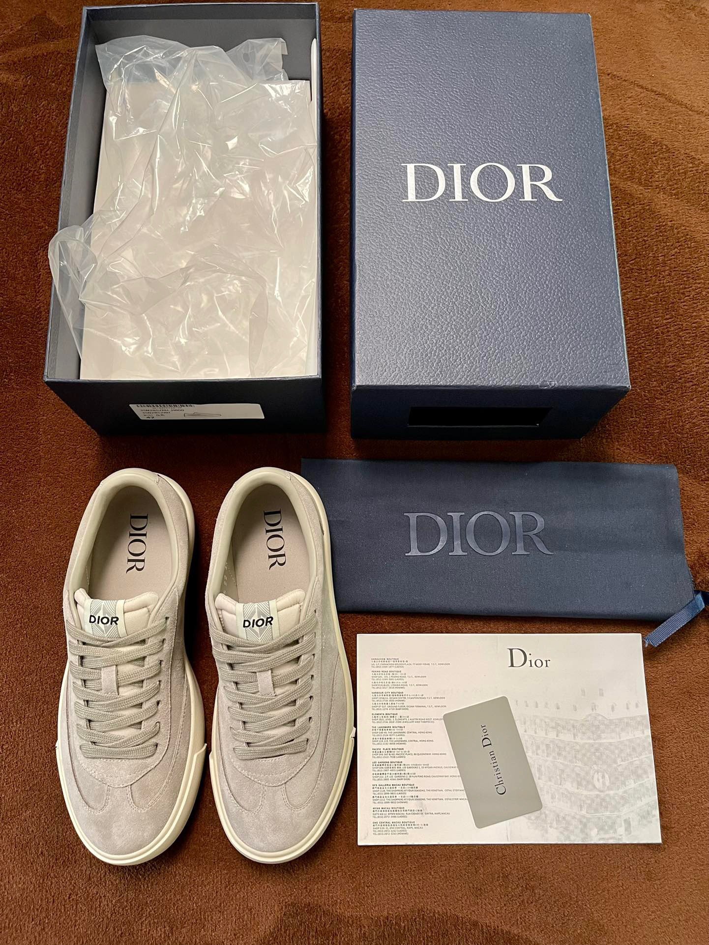 Dior Men's B101 Sneakers In Grey Suede Calfskin