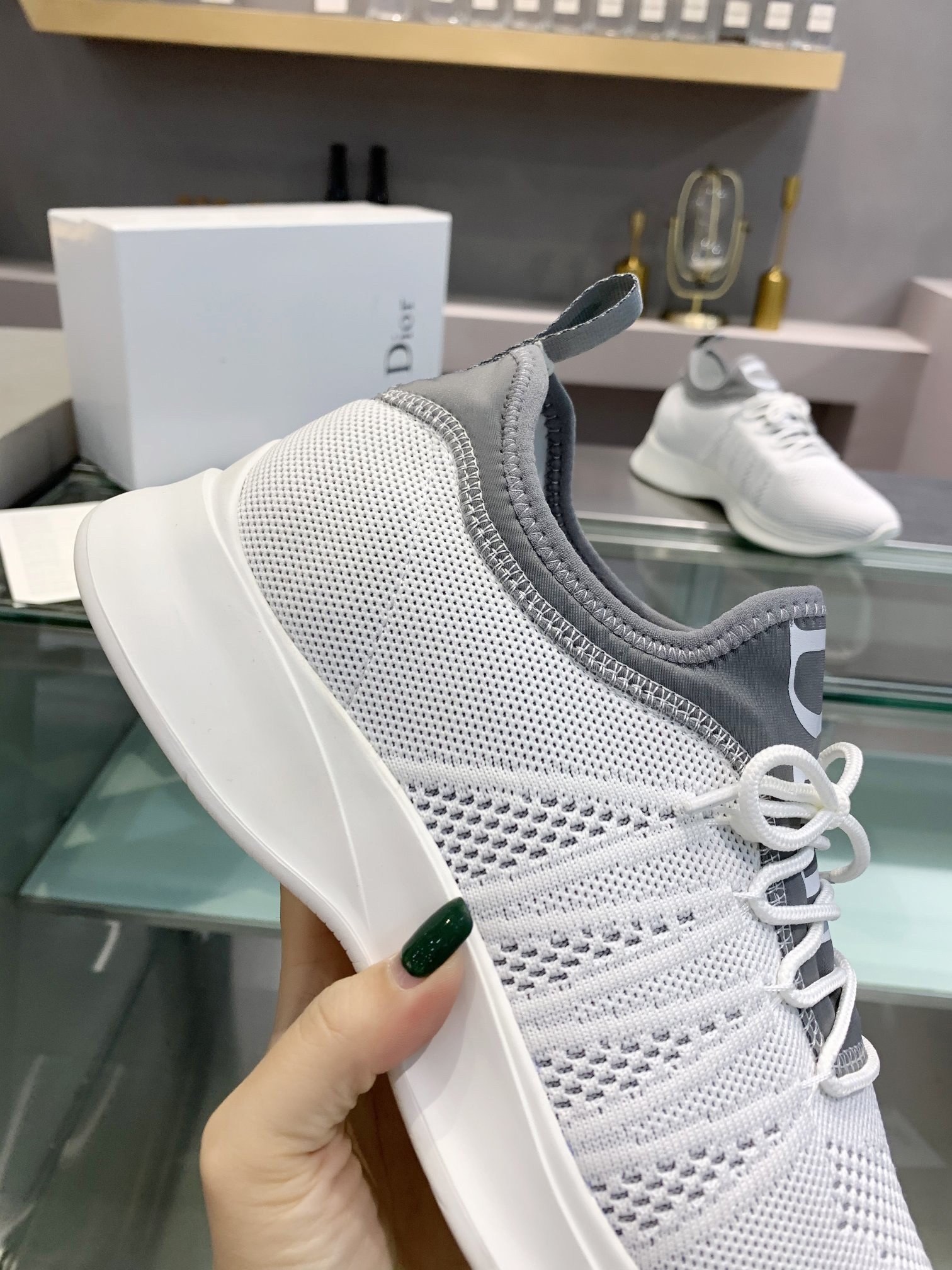 Dior Men's B25 Sneakers in White Neoprene and Mesh