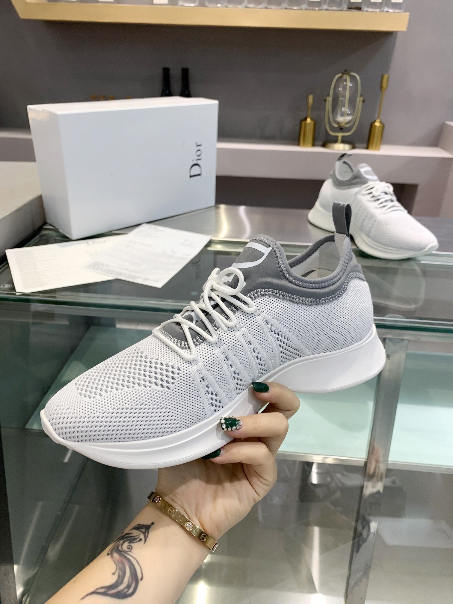 Dior Men's B25 Sneakers in White Neoprene and Mesh