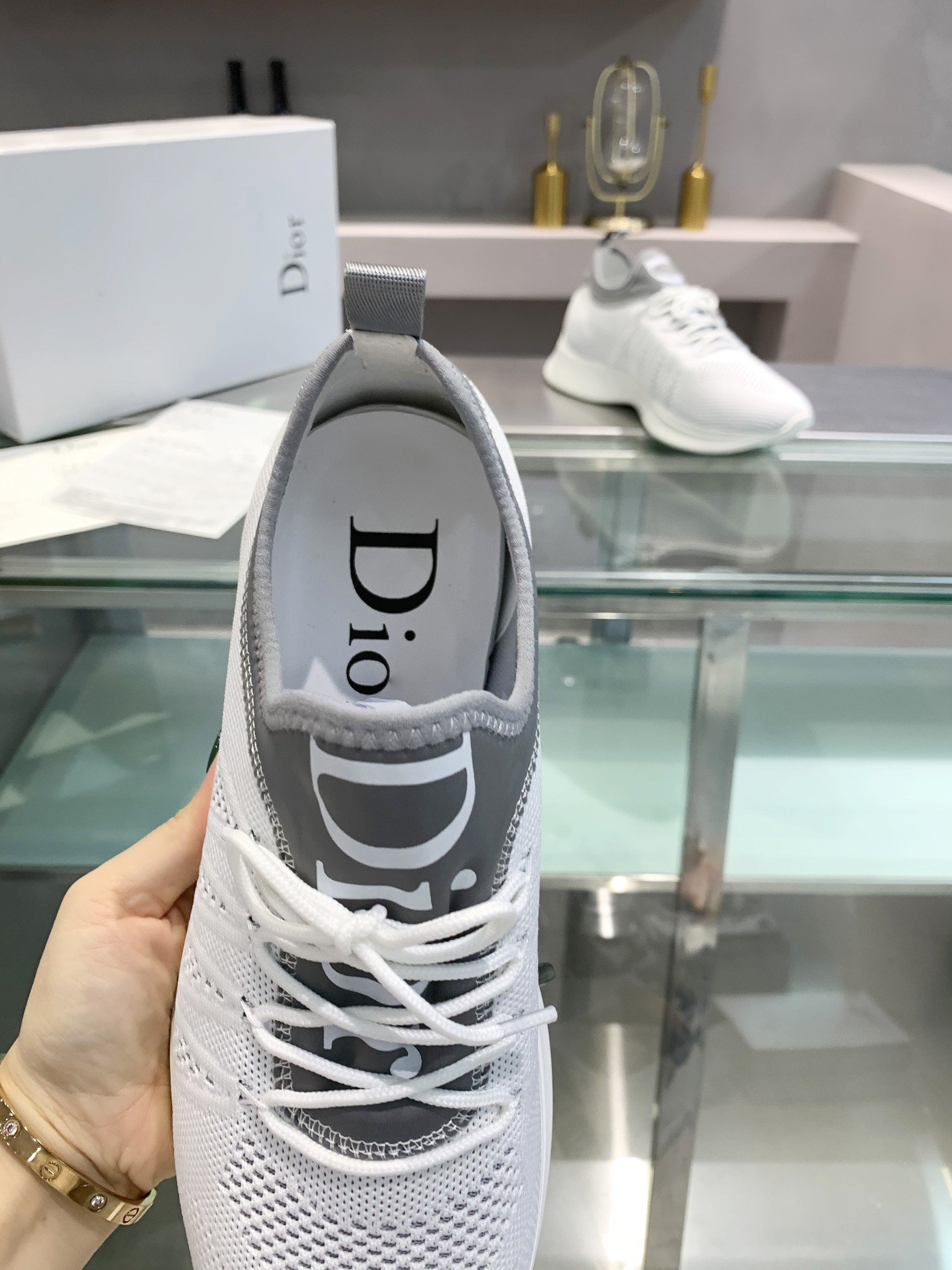 Dior Men's B25 Sneakers in White Neoprene and Mesh