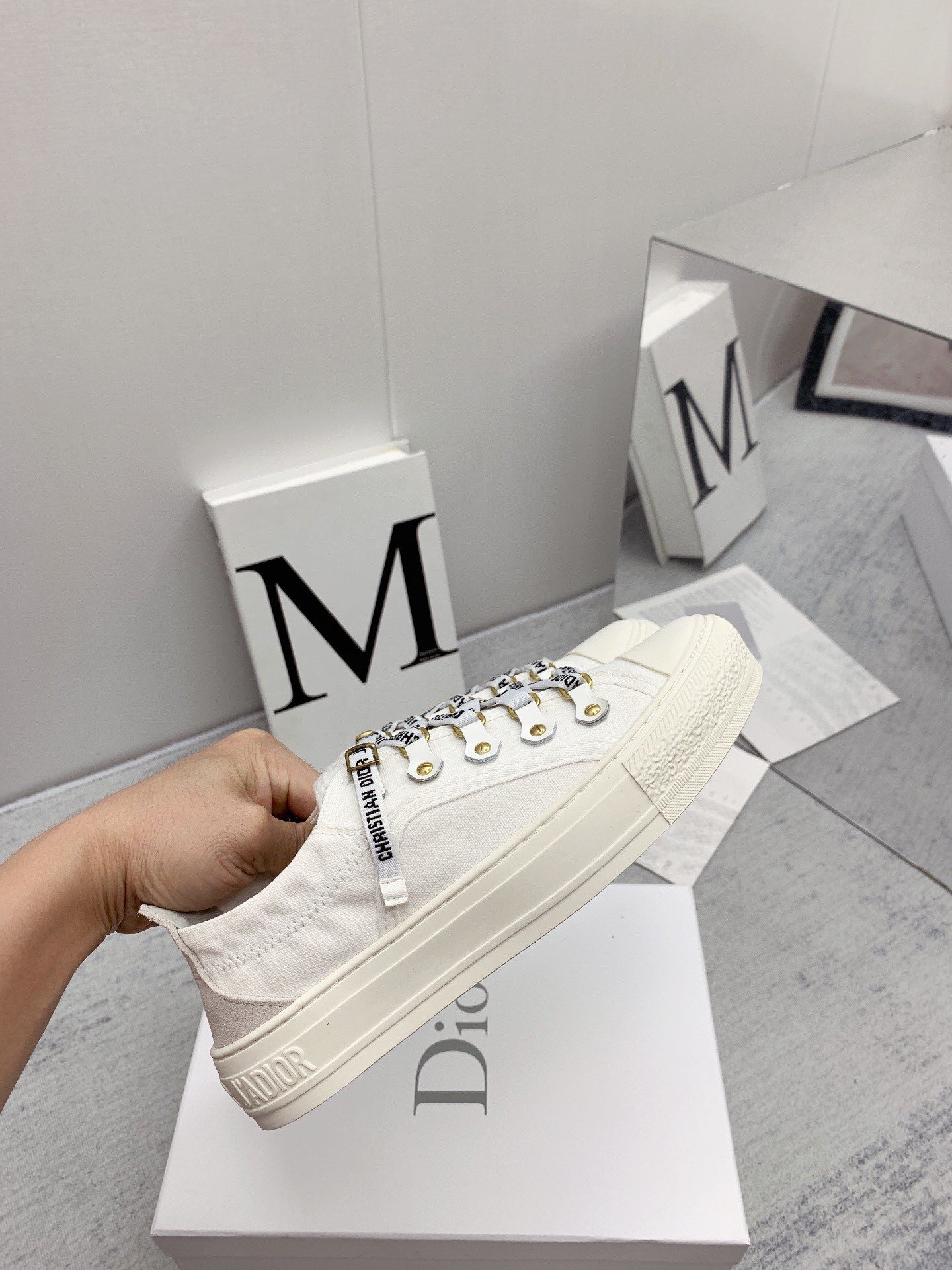 Dior Walk'n'Dior Sneakers in White Canvas and Suede Calfskin