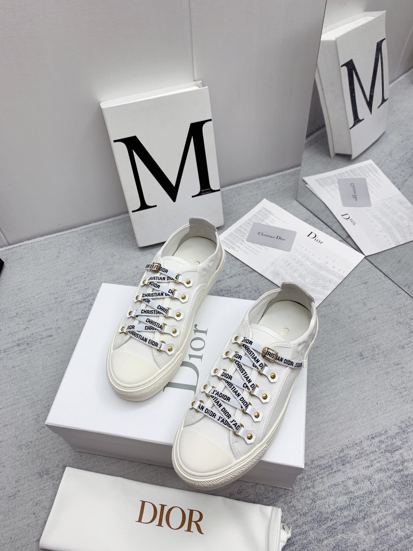 Dior Walk'n'Dior Sneakers in White Canvas and Suede Calfskin