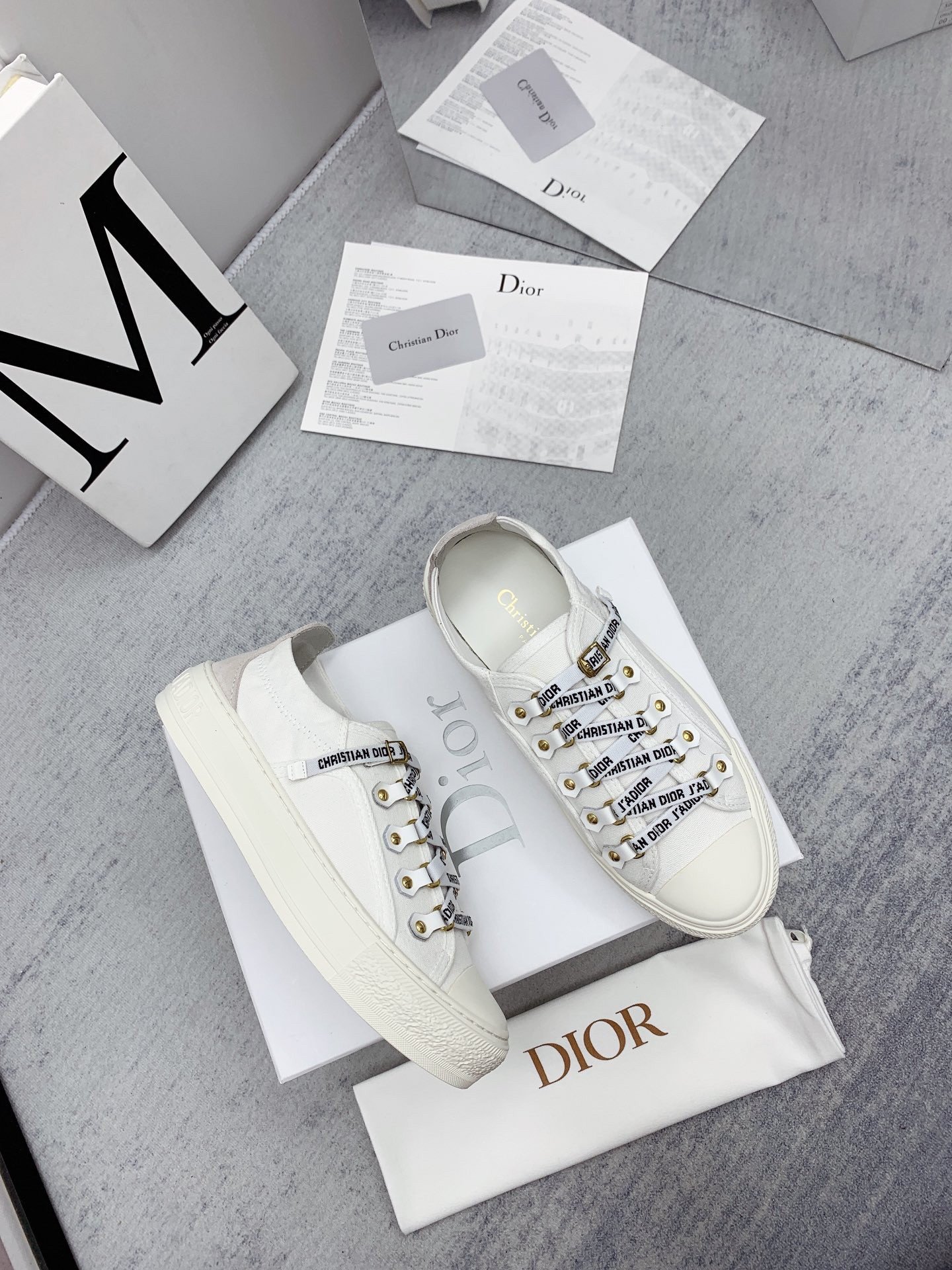 Dior Walk'n'Dior Sneakers in White Canvas and Suede Calfskin