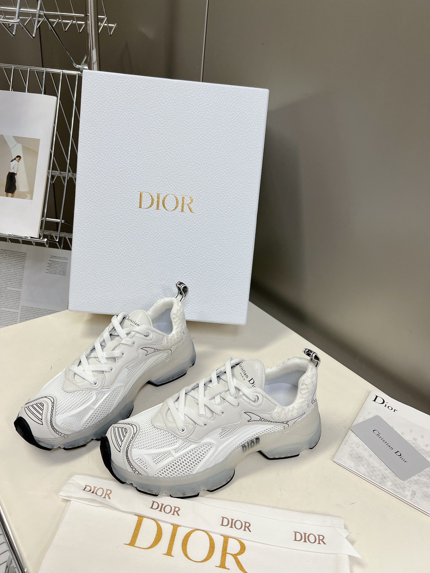 Dior Vibe Sneakers in White Technical Fabric and Mesh