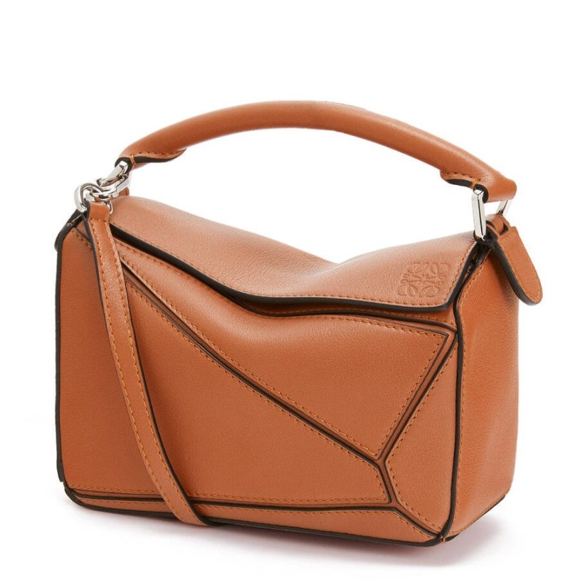 Loewe Puzzle Mini Bag In Caramel Calfskin