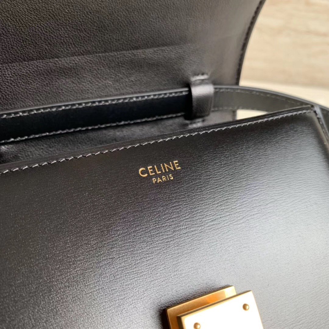 Celine Classic Box Small Bag In Black Box Calfskin