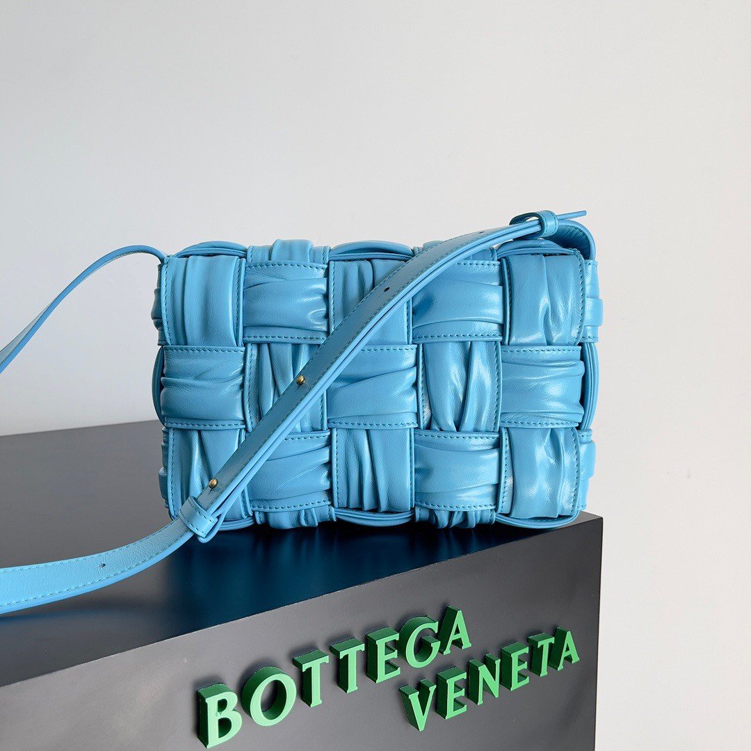 Bottega Veneta Cassette Bag In Pool Foulard Intreccio Calfskin