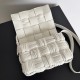 Bottega Veneta Cassette Bag In White Foulard Intreccio Calfskin