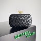 Bottega Veneta Knot Minaudiere Clutch In Black Foulard Intreccio Leather