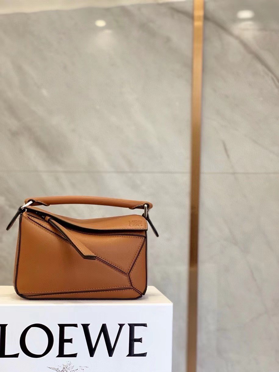 Loewe Puzzle Mini Bag In Caramel Calfskin