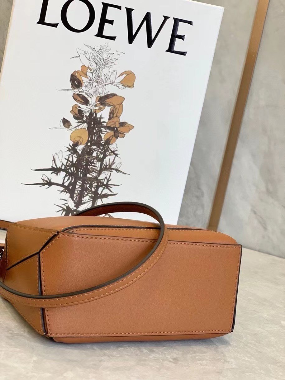 Loewe Puzzle Mini Bag In Caramel Calfskin