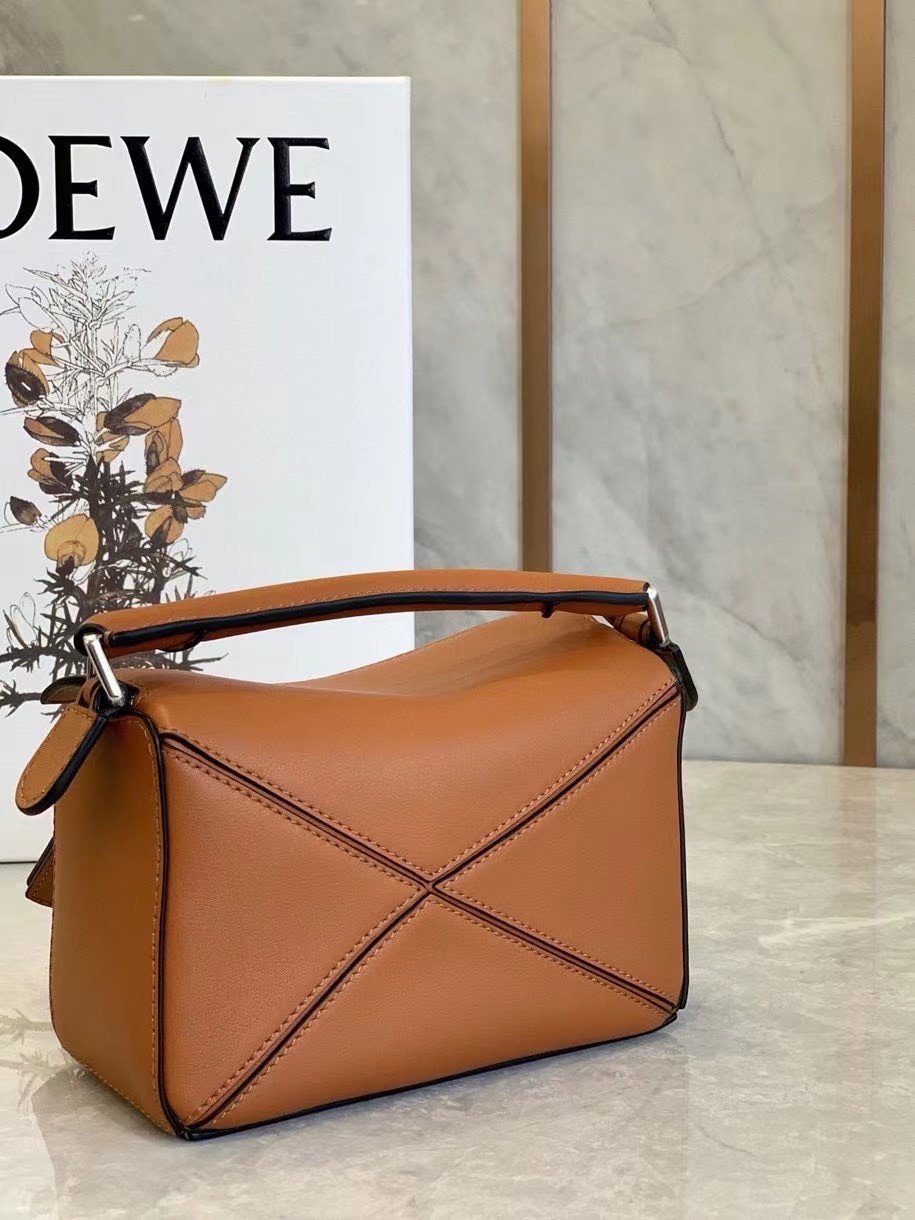 Loewe Puzzle Mini Bag In Caramel Calfskin