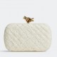 Bottega Veneta Knot Minaudiere Clutch In White Foulard Intreccio Leather