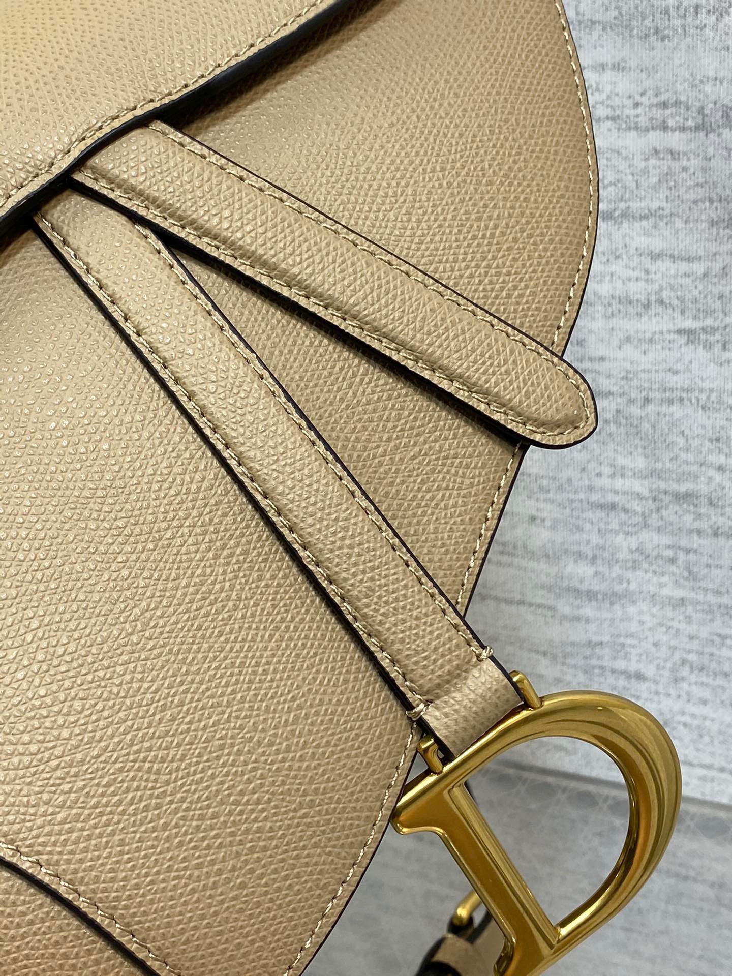 Dior Saddle Bag with Strap in Sand Grained Calfskin