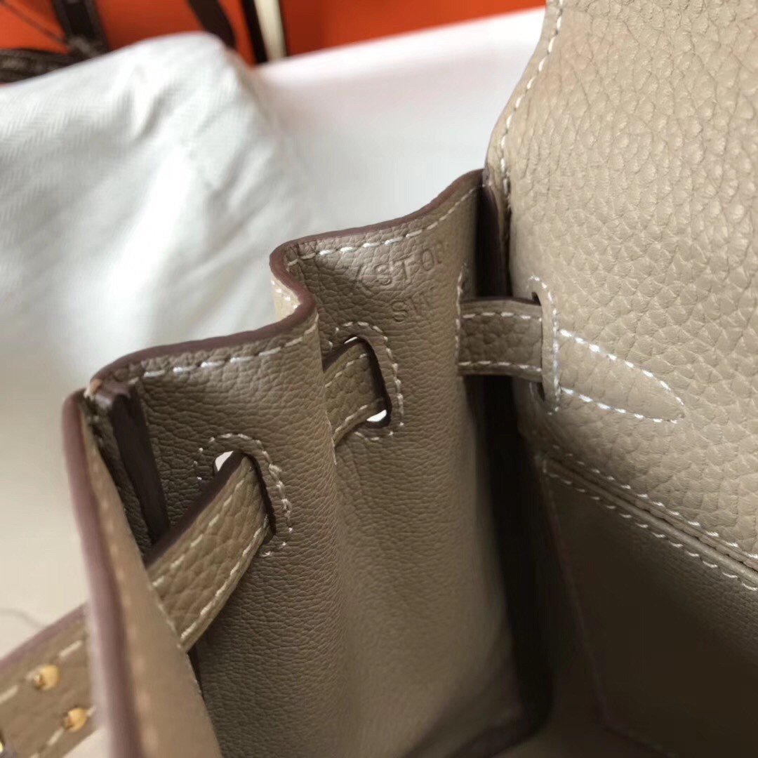 Hermes Kelly 20cm Bag In Grey Clemence Leather GHW