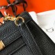 Hermes Kelly 20cm Bag In Black Clemence Leather GHW