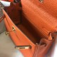 Hermes Kelly 20cm Bag In Orange Clemence Leather GHW