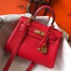 Hermes Kelly 20cm Bag In Red Clemence Leather GHW