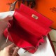 Hermes Kelly 20cm Bag In Red Clemence Leather GHW