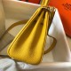 Hermes Kelly 20cm Bag In Yellow Clemence Leather GHW