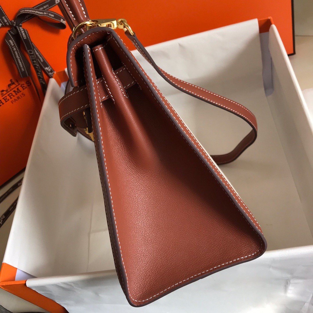 Hermes Kelly 28cm Bag In Canvas With Barenia Leather