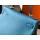 Hermes Kelly 28cm Retourne Bag in Blue Jean Clemence Leather GHW