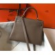 Hermes Kelly 28cm Retourne Bag in Taupe Clemence Leather GHW