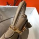 Hermes Kelly 28cm Retourne Bag in Gris Tourterelle Clemence Leather GHW