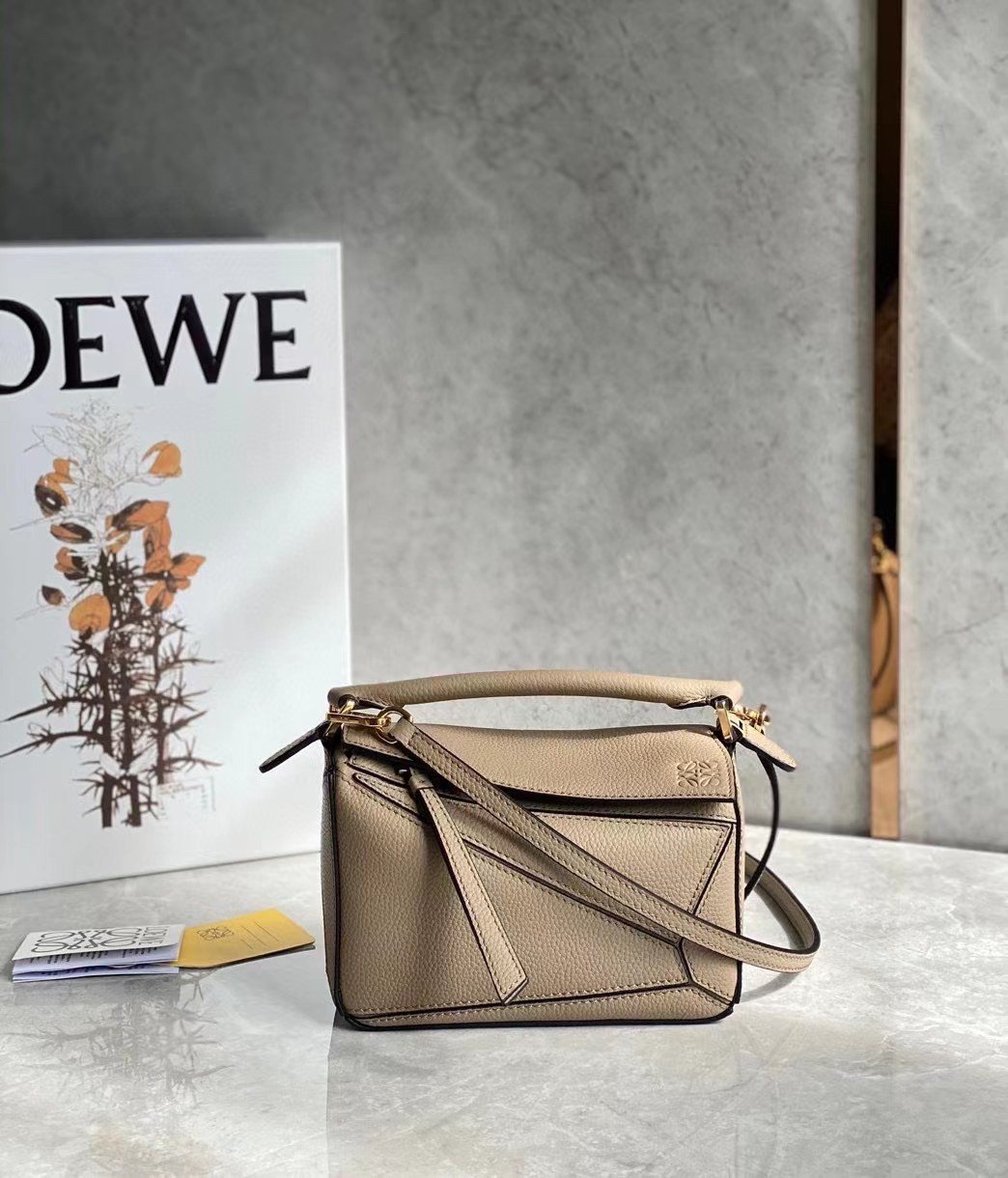 Loewe Puzzle Mini Bag In Sandy Grained Calfskin