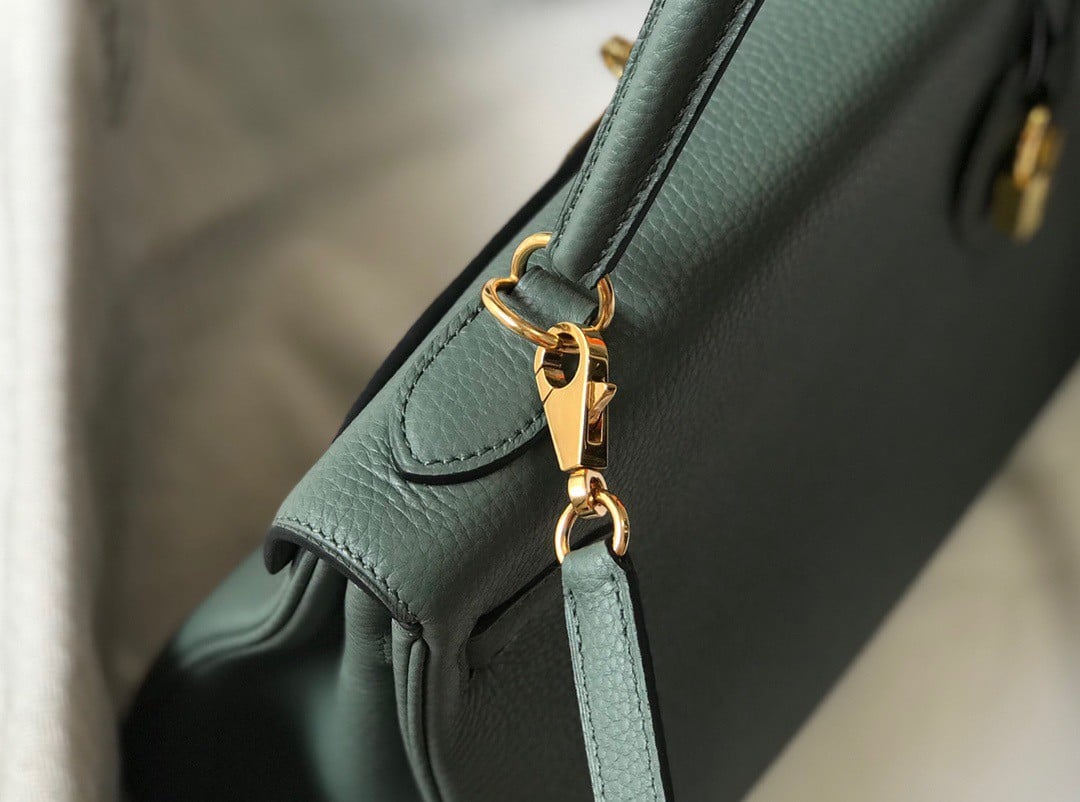 Hermes Kelly 28cm Retourne Bag in Vert Amande Clemence Leather GHW