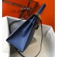 Hermes Kelly 28cm Sellier Bag in Blue Agate Epsom Calfskin GHW