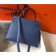 Hermes Kelly 28cm Sellier Bag in Blue Agate Epsom Calfskin GHW