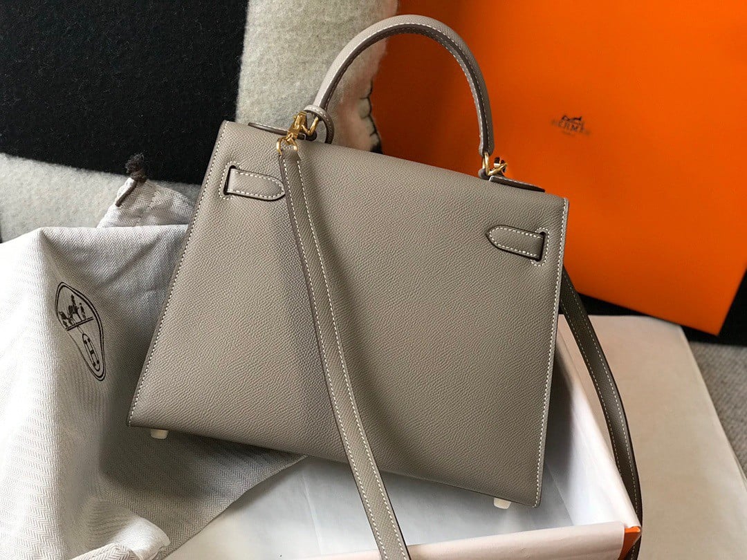 Hermes Kelly 28cm Sellier Bag in Gris Asphalt Epsom Calfskin GHW