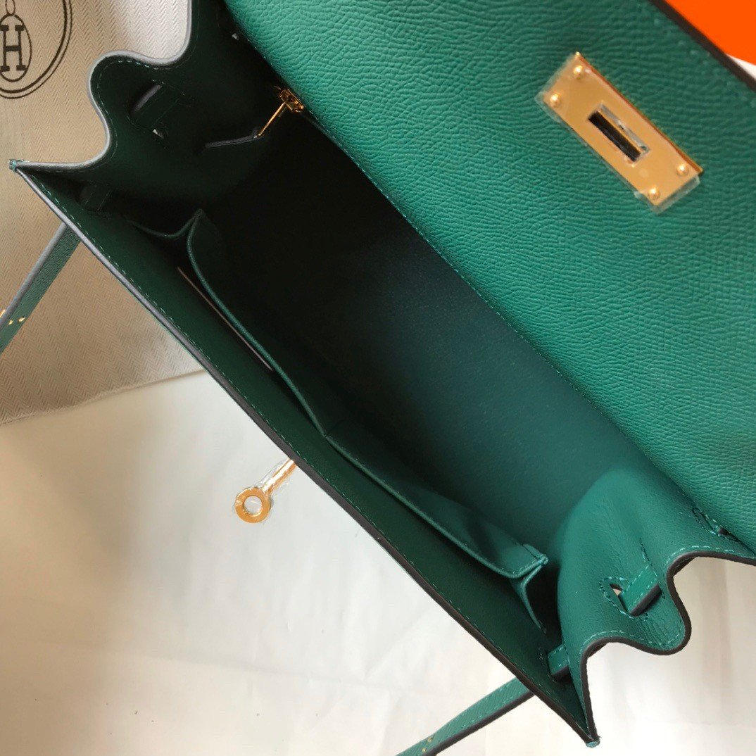 Hermes Kelly 28cm Sellier Bag in Malachite Epsom Calfskin GHW