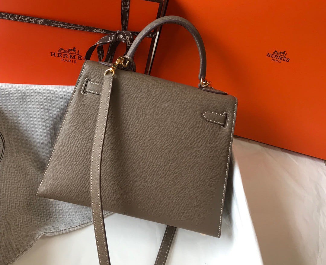 Hermes Kelly 28cm Sellier Bag in Taupe Epsom Calfskin GHW