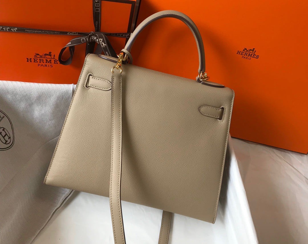 Hermes Kelly 28cm Sellier Bag in Gris Tourterelle Epsom Calfskin GHW