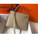 Hermes Kelly 28cm Sellier Bag in Gris Tourterelle Epsom Calfskin GHW