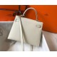 Hermes Kelly 28cm Sellier Bag in Craie Epsom Calfskin GHW