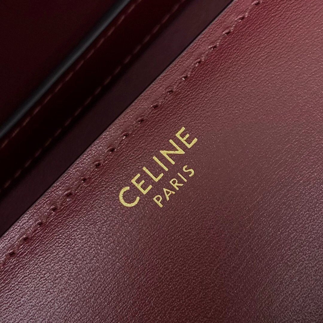 Celine Classic Box Teen Bag In Burgundy Box Calfskin