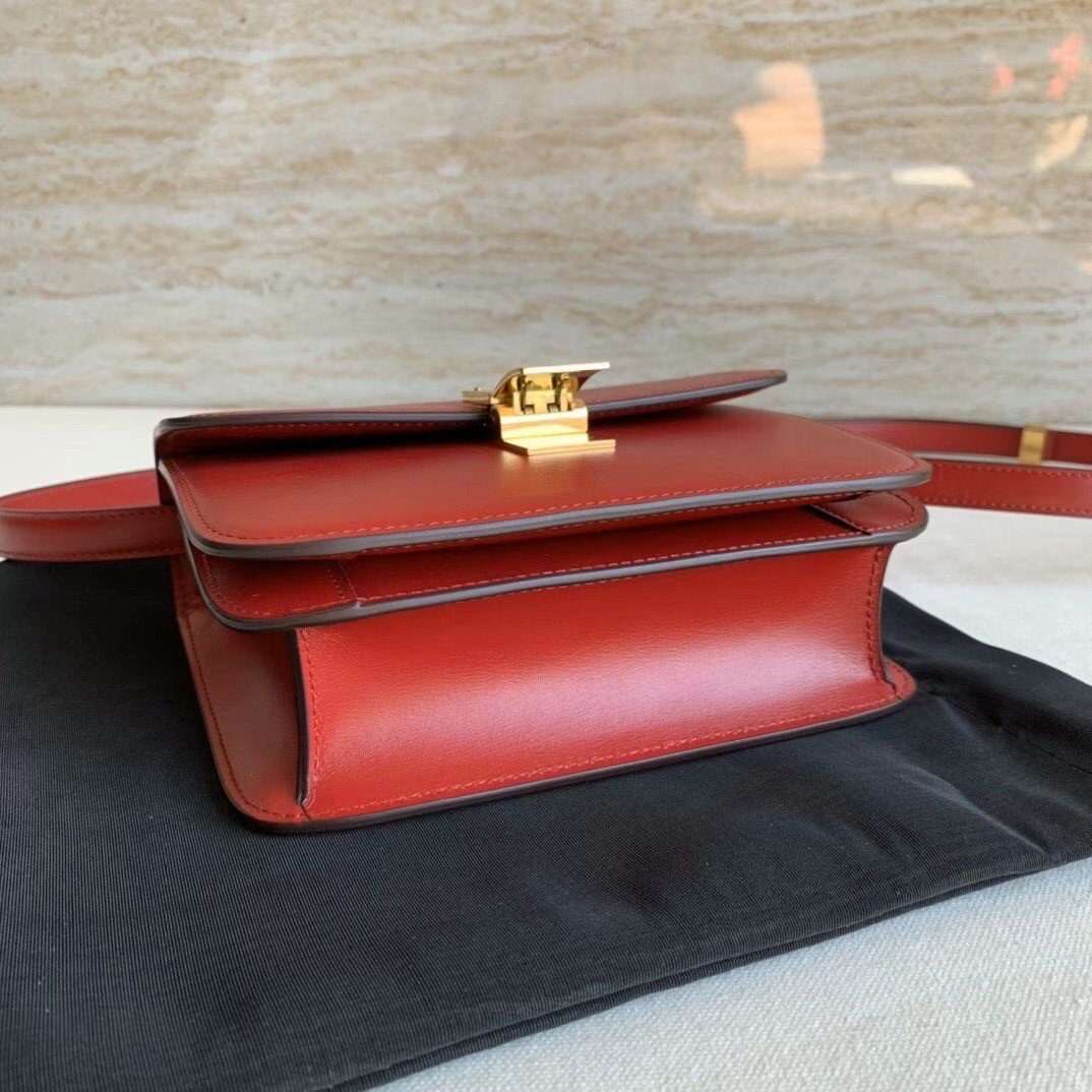 Celine Classic Box Teen Bag In Red Box Calfskin