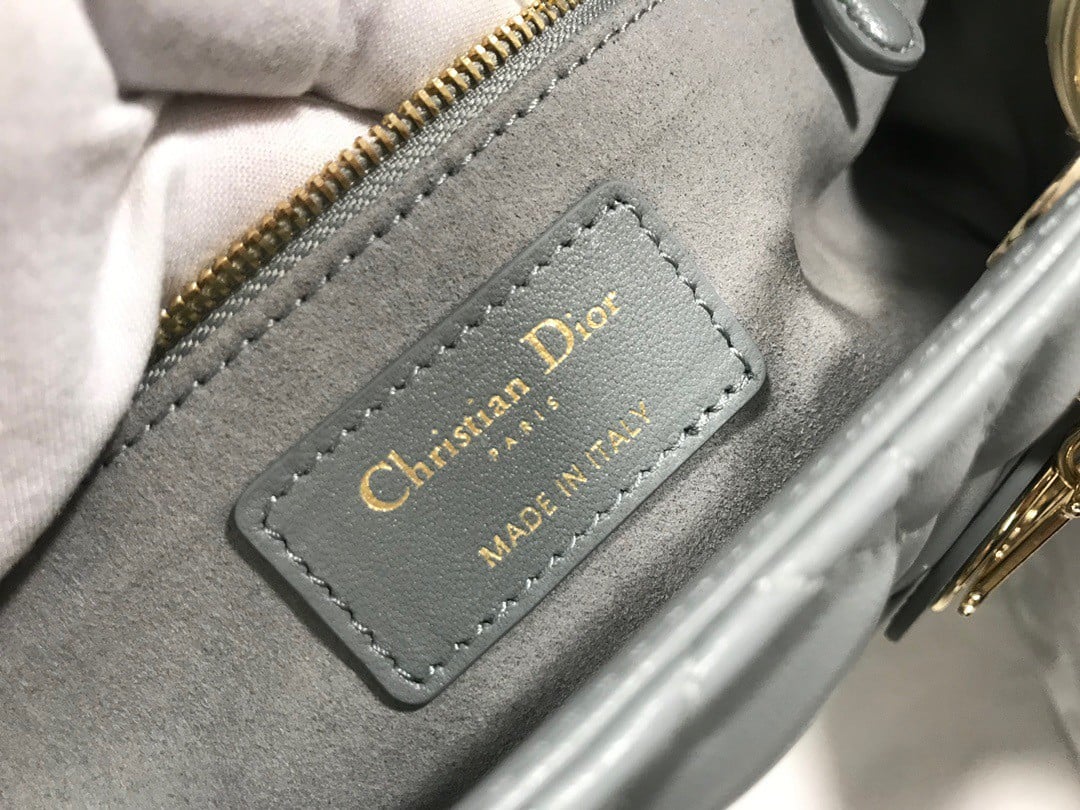 Dior Lady Dior Large Bag In Grey Cannage Lambskin