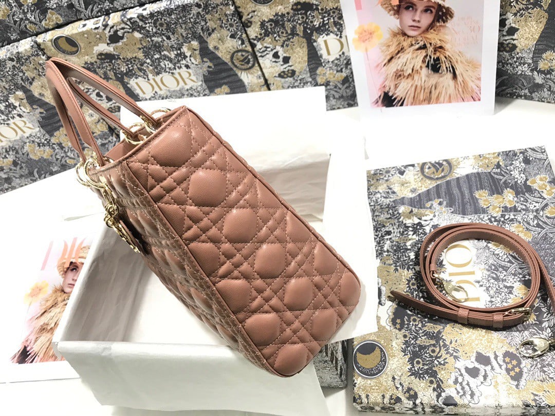 Dior Lady Dior Large Bag In Blush Cannage Lambskin