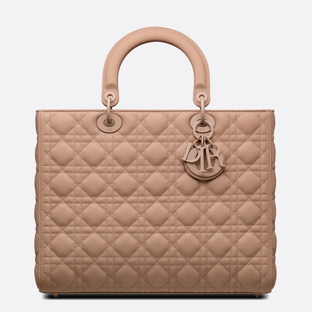 Dior Lady Dior Large Bag In Blush Ultramatte Cannage Calfskin