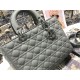 Dior Lady Dior Large Bag In Grey Ultramatte Cannage Calfskin