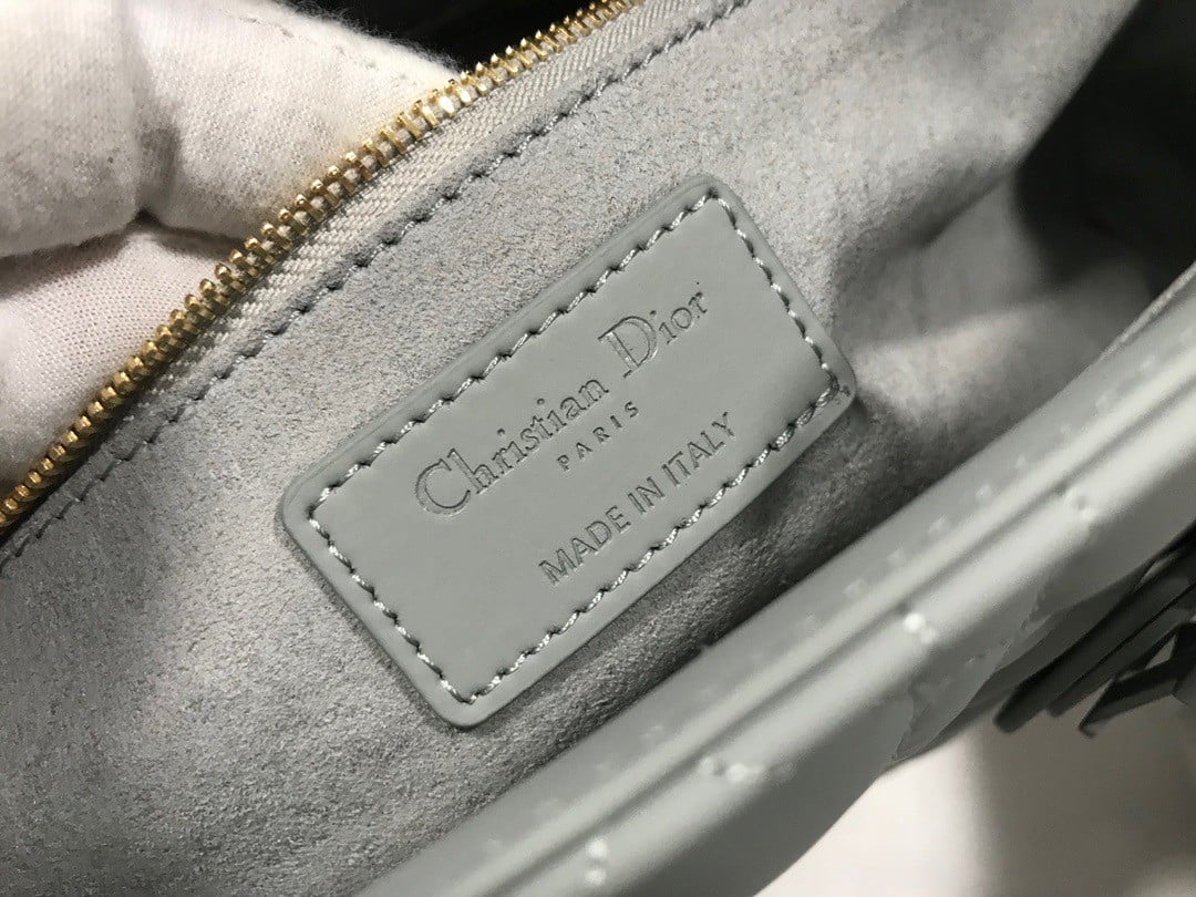 Dior Lady Dior Large Bag In Grey Ultramatte Cannage Calfskin