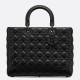 Dior Lady Dior Large Bag In Black Ultramatte Cannage Calfskin