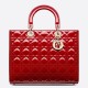 Dior Lady Dior Large Bag In Red Patent Cannage Calfskin