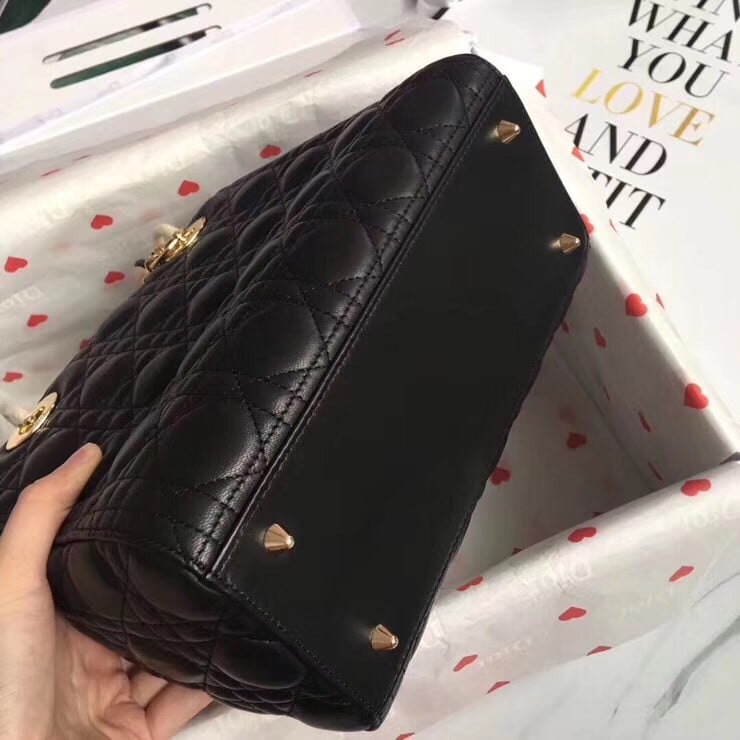 Dior Lady Dior Medium Bag In Black Lambskin