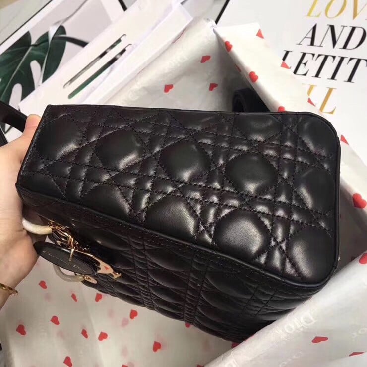 Dior Lady Dior Medium Bag In Black Lambskin