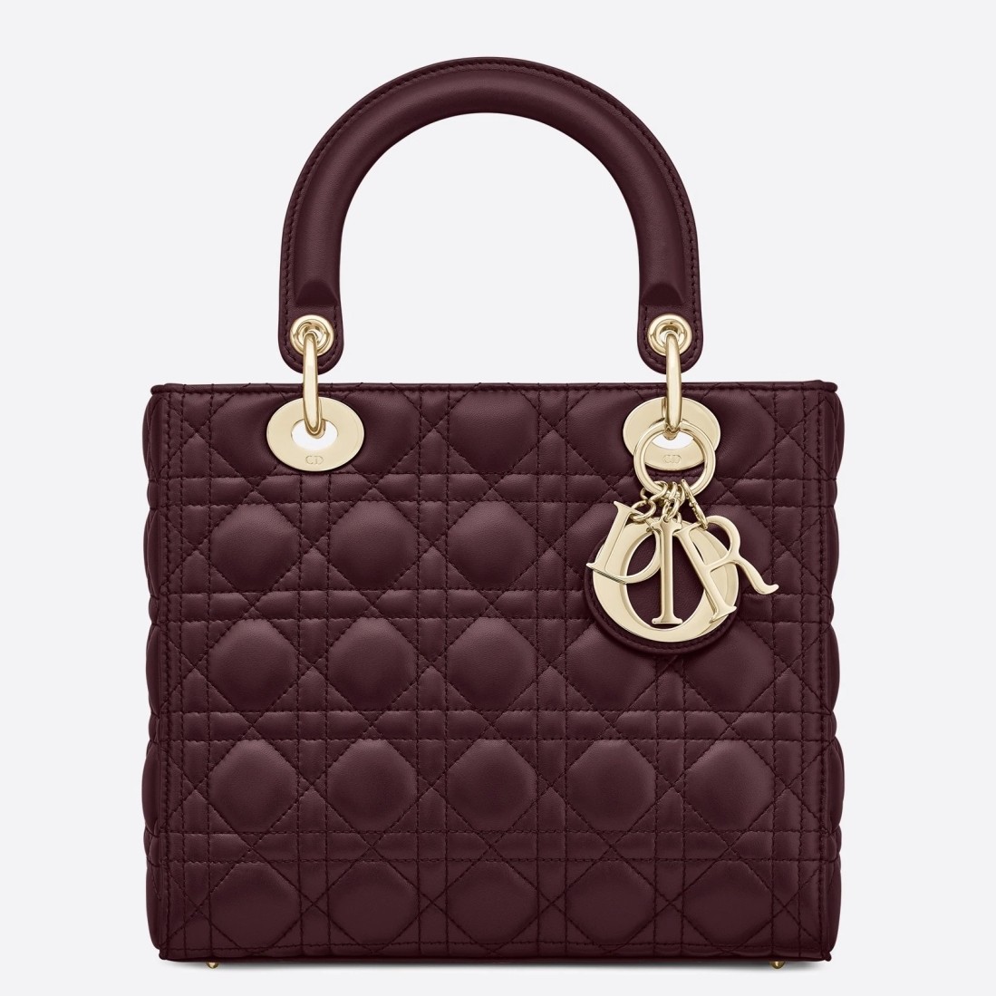 Dior Lady Dior Medium Bag In Bordeaux Lambskin